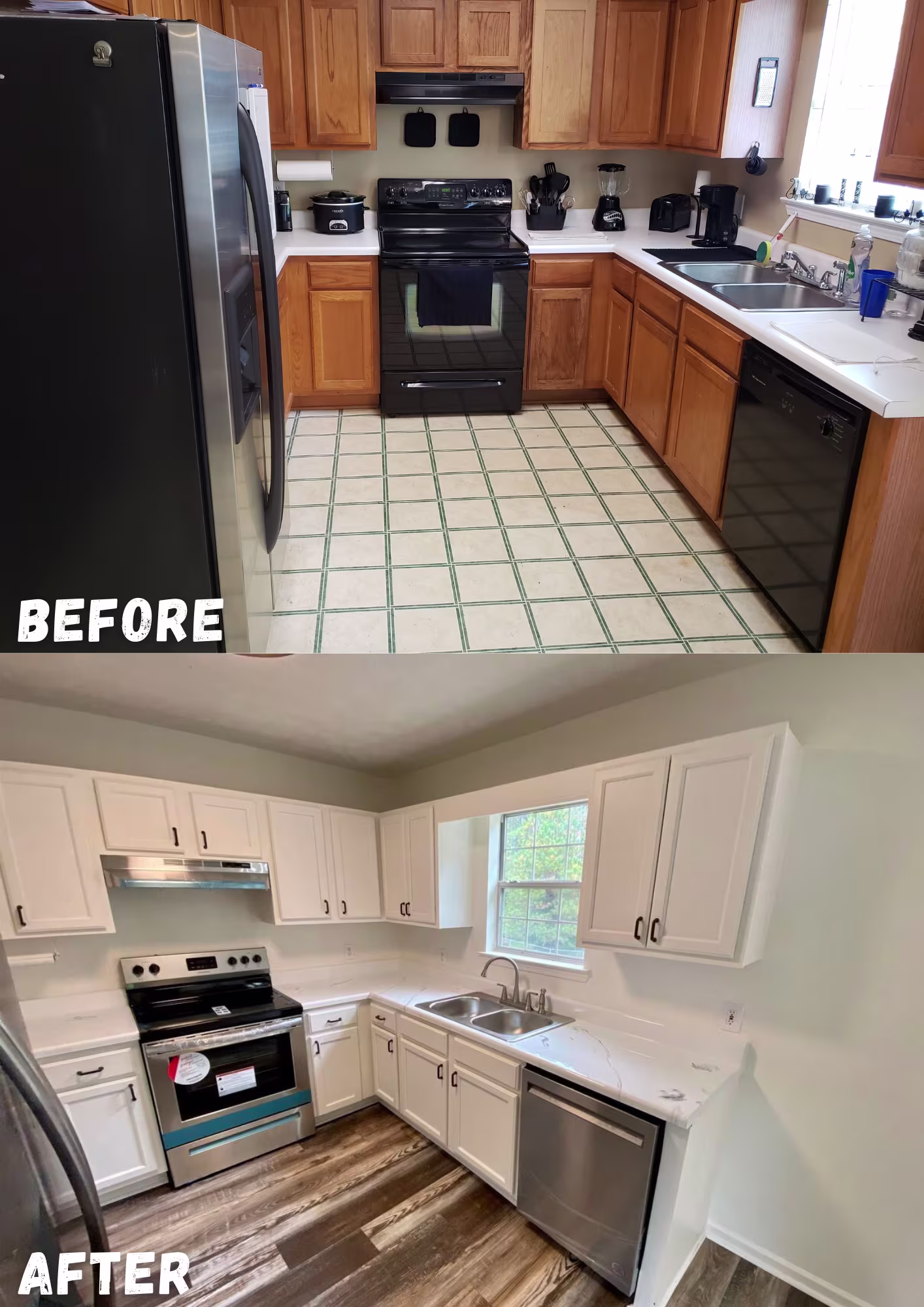 Before and after of a property renovated after a cash purchase