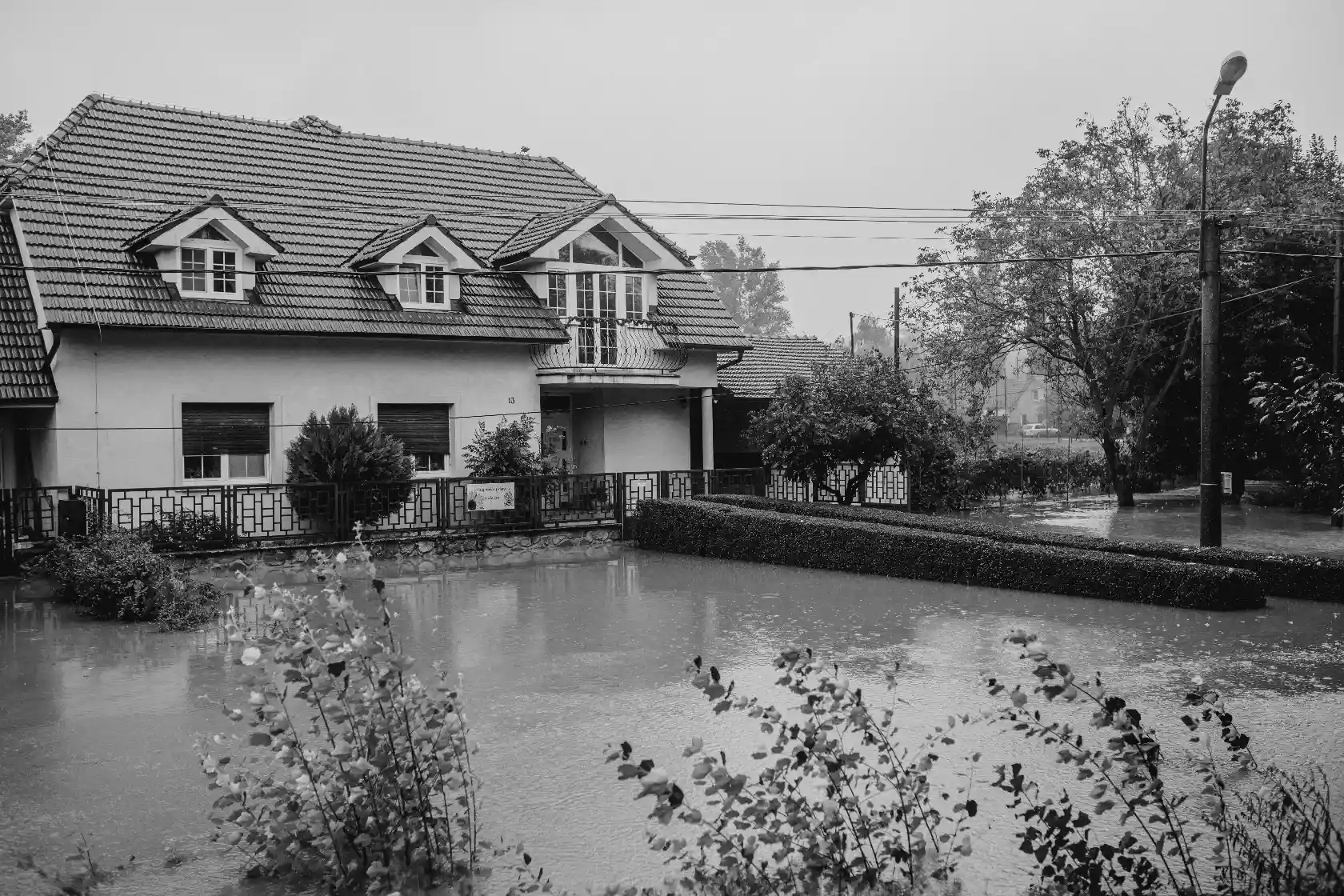 House with a hurricane damaged roof in Lee County Florida