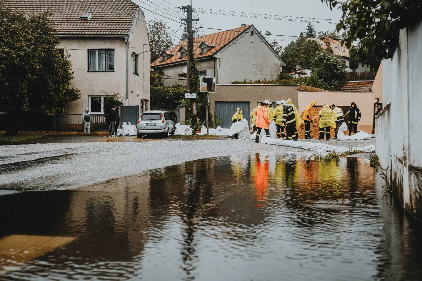 Water damage in a Florida residential neighborhood showing active flood risks